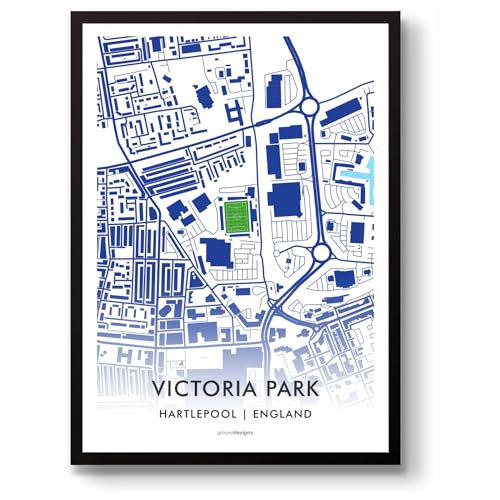 GroundDesigns HARTLEPOOL UNITED FC Regalo di calcio VICTORIA PARK Carta d'Arte Stadio Senza Cornice Stampa A3 HUFC