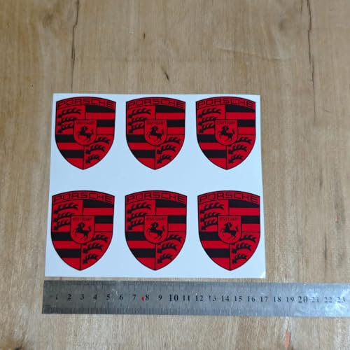 Zorkee Aufkleber geeignet für Rot, 6 Stück Porsche 15 Stück, 6 Stück