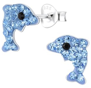 Monkimau Mädchen Ohrringe Delfin | Ohrstecker aus 925 Sterling Silber | Kinderohrringe hypoallergen