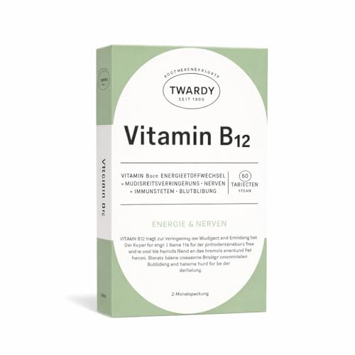 Astrid Twardy Vitamin B12 Tabletten – vegan, unterstützt Nervenfunktion, Energieproduktion, Blutbildung & Sauerstofftransport – Cyanocobalamin 30 µg pro Tablette – 60 Tabletten