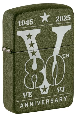 Zippo Sturmfeuerzeug - 80th Anniversary, Laser Engrave - Nachfüllbar - Wiederverwendbar - Windfestes Design - Geschenkbox - Made in USA