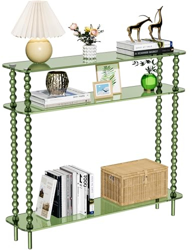 Dewrhiixe Table Console en Acrylique Transparente, Table de Canapé, Table d'Entrée pour Salon (Vert, Haute, Acrylique)