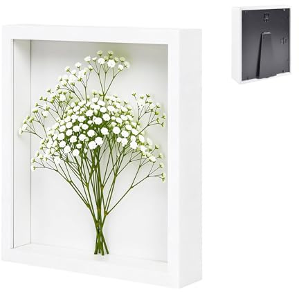 Bildram för fyllning, 40 x 50 cm, bildram djup trä upp till 3 cm, fyllning stor monter vägg, 3D-fotoram, kvadratisk stereoskopisk ram, vit