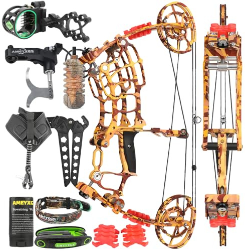 30-60 lbs Dual-Use Compoundbogen 420 FPS – 80% Let-Off, 19 Achse, für Jagd und Pfeiltraining (LH/RH)