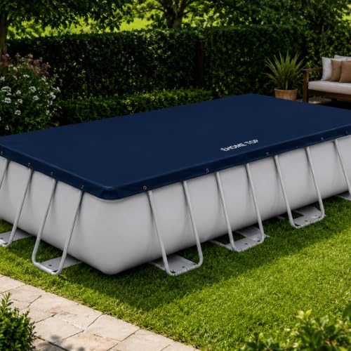 Koem Telo Copertura Piscina Rettangolare in PVC Impermeabile, Blu Scuro, con Fori di Drenaggio e Corde di Fissaggio Incluse (400X200 cm)