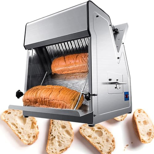 QUSYZD Affettatrice elettrica per Pane di Livello Professionale con Spessore Regolabile e Funzionamento Automatico per panetteria e Uso Domestico,