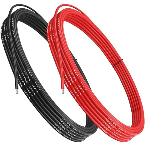 Gruiqrd 16 AWG Gauge Silicone Wire,16.4FT(8.2ft Black and 8.2ft Red) (Pack of 5)