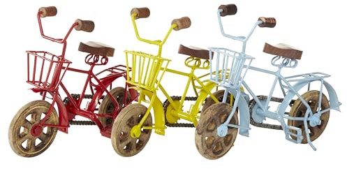 Deco 79 27356 Multi-Colored Bicycle Sculptures (Set of 3), 10 x 8, Blue/Yellow/Red/Brown