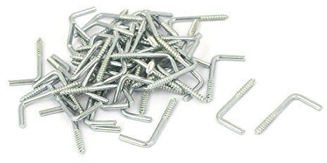 sourcing map 50pcs Crochet à Visser piton Plafond Mur Vis Crochet en L Gond à Visser Cheville Vis Auto Taraudeuse M3x25mm en métal