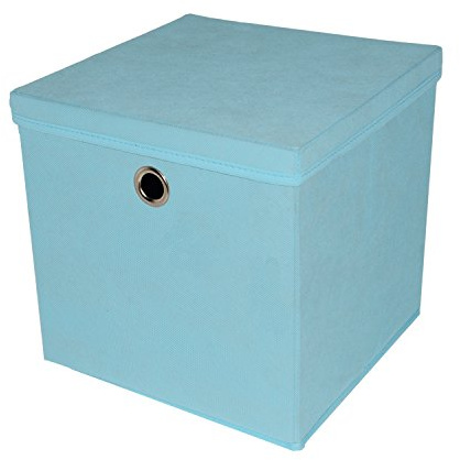 5 Stück Faltbox Hellblau 28 x 28 x 28 cm Aufbewahrungsbox faltbar mit Deckel