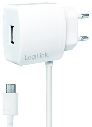 Logilink PA0146W USB Steckdosenadapter mit Micro-USB-Kabel, 1x USB-Port, 10W weiß