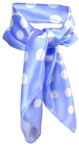 TigerTie - Damen Satin Nickituch in blau weiß gepunktet - 100% Seide - Gr. 53 x 53 cm