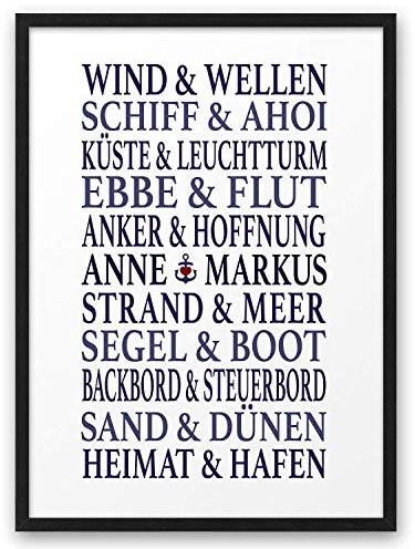 TAUMPAAR MARITIM | ABOUKI Kunstdruck | Valentinstag Geschenk Für Sie Pärchen Geschenke Bild Hochzeit Personalisiert Jahrestag Geschenk für Freundin | Personalisiert