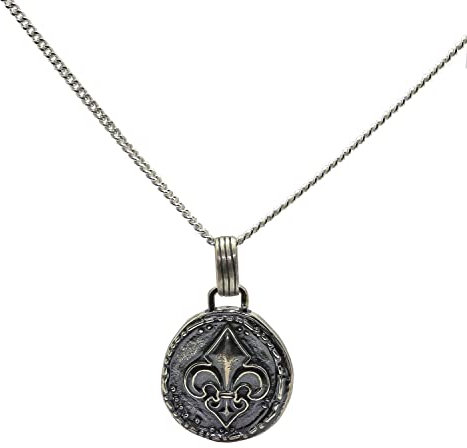 ASCALIDO Pendentif fleur de lys en argent massif 925 avec chaine 55cm et écrin prêt à offrir