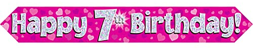Oaktree UK 9ft Banner Happy 7th Birthday Pink