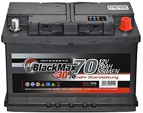 PKW Batterie Autobatterie 12V 70Ah 550A/EN BlackMax Starterbatterie KFZ statt 70Ah 72Ah 75Ah