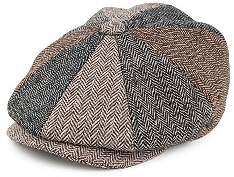 Jaxon & James Patchwork Ballonmütze in Fischgrätmuster - Mehrfarbig - M