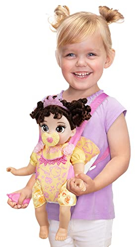 Disney Princess - Licence Officielle - Jakks Pacific - Poupée Bébé Belle avec Porte-Bébé - Jouet Imitation Soins Bébé - Univers Princesses - Accessoires Inclus - Jeu Créatif Filles 3 Ans et +