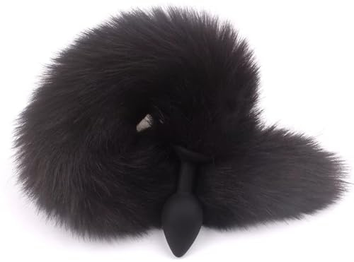 EROSPA® Anal-Plug aus Silikon mit Fuchsschwanz - Buttplug - Schwarz