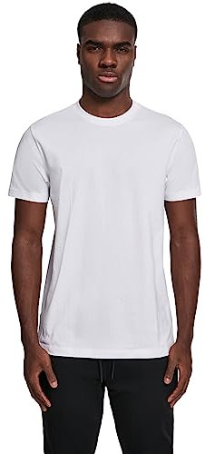 URBAN CLASSICS Stretch T-Shirt with Round Neckline, Basic Tee with Figure-Hugging Cut, Short-Sleeve Elastic Men's T-Shirt, Regular Fit, 100% Jersey Cotton, Colour: White, Size: 4XL