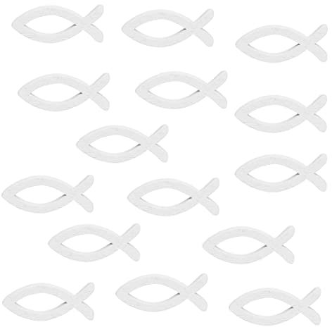 Holz Fische Taufe Deko, Tischdeko Taufe Kommunion und Konfirmation Mädchen Junge Weiss - Fisch Streudeko Tischdeko Verzierung