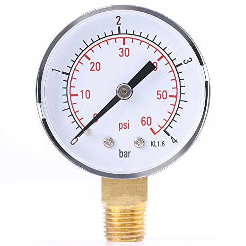 Uharbour Dual Scale Mechanical Pressure Gauge for Fuel Air Oil Water (0-4bar / 0-60psi )Low Pressure Gauge with 1/4 NPT Bottom Mount