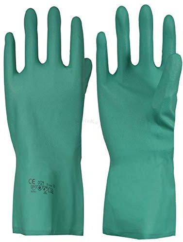 1 Paar PebbleGrip Chemikalien-Handschuhe - Nitril - 33cm lang - CE CAT 3 - grün - Größe 9