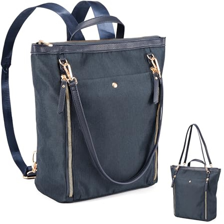 SHANGRI-LA Canvas Tote Handbag Casual Purse Shoulder Bag for Women Convertible Backpack, Blue-2, L