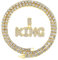HH Bling Empire Unisex Hip Hop Iced Out Silver Gold Cz Diamond Bubble Dripping Full Name Letters Words Pendant Chain Necklace (King - Gold, with Rope)