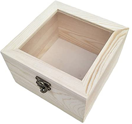 SM SunniMix Holzkiste mit Deckel Natur Allzweck Kiste aus Holz Aufbewahrungskiste Geschenk Verpackung Deko Kasten zum Basteln Spielzeug, 20x20x12cm