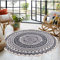 Tiamu Boho Teppiche, Weich Flauschiger Teppiche mit Quasten, Rund Teppiche Mandala Bedruckt, Vintage Gebetsteppich, Schlafzimmer Teppiche Waschbar rutschfest Wohnzimmer, 90cm