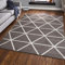 VIMODA Teppich Kurzflor Pastellfarben Weiss Rauten Design Robust in versch. Farben, für Wohnzimmer, Schlafzimmer, küche, Farbe:Braun, Maße:200x280 cm