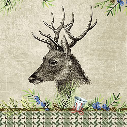 20 Lunch Servietten Hirschkopf Tier Jagdmotiv 33 x 33cm