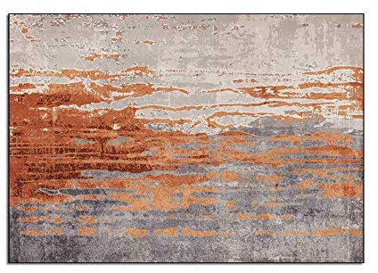 Moderne Groß flächiger Rug Wohnzimmer Teppich Schlafzimmer Teppich Retro Distressed graue Zement-Orange-Streifen 120 x 160 cm (4'0''x5'2'')