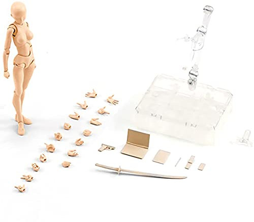 Taomeng Gliederpuppe - Zeichnung Figuren Mannequin Mann/Frau Actionfigur Modell Schaufensterpuppe, Flexibler Mannequin, Holzpuppe Zum Zeichnen Für Anfänger, Profis Und Künstler, Weiß