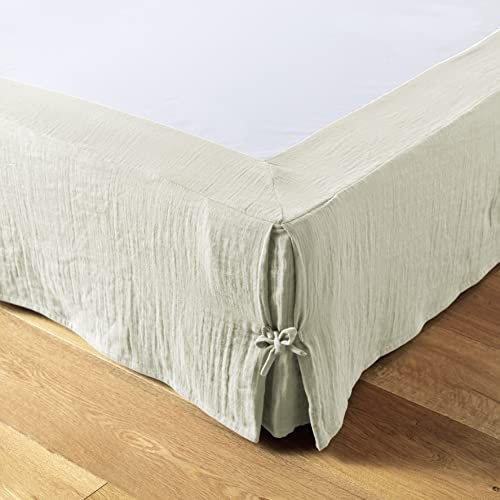 Cache-sommier Gaze de Coton 160 x 200 cm Gaia Vert d'eau