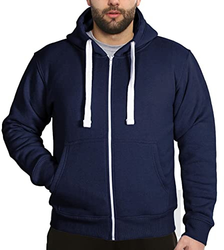 A2Z Mens Fleece Plain Zipper Sweatshirt Hooded Safety Zipper Long Sleeve S/M/L/XL/XXL/3XL/4XL
