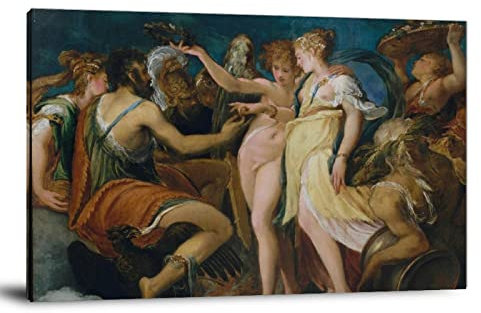 Poster Andrea Schiavone The Marriage of Cupid And Psyche Wandkunst Jungen Zimmer Dekor Leinwand Poster Drucke Ölgemälde für Wohnzimmer Heimdekorationen 40 x 60 cm