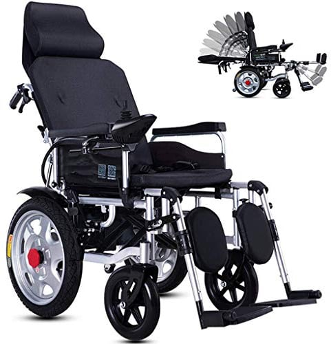 KAXGU Leichter Zusammenklappbarer Elektrischer Rollstuhl, Sitzender Und Liegender 2-In-1-Elektrorollstuhl, Elektrische Rollstühle Für Ältere Erwachsene, Rollator Walker Mit Sitz