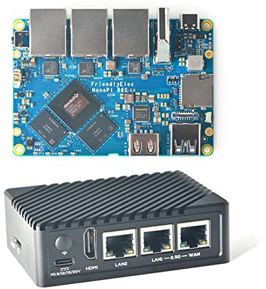 youyeetoo NanoPi R6S Mini-Router mit Metallgehäuse, RK3588S Entwicklungsplatine, 6TOPS NPU, Unterstützungs OpenWrt/Docker, DREI Ethernet-Ports, USB 3.0 HDMI (8 GB LPDDR4X, 64 GB EMMC)