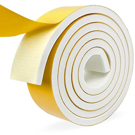 Joint Porte 1 Rouleaux 50 mm(l) x10 mm(H) x2m(L) Joint Isolant en Mousse Caoutchouc Pour Fenêtres, Portes, Mousse Auto-adhésif Anti-collision, Isolation Phonique