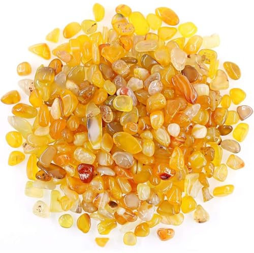 460 g gelbe Achatsteine, dekorative Steine, unregelmäßiger Edelstein, natürliche Kristallkiesel, zerkleinerter Quarz-Stein, für Schmuckherstellung, Handarbeit, Heimdekoration
