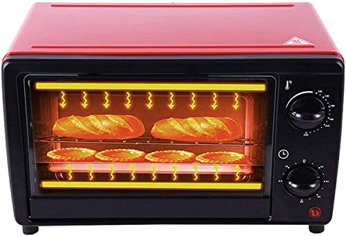Four électrique multifonction, mini four à poulet à friteuse à air domestique 12 L, mini four à gâteau à haute température avec ustensiles de cuisson et support rouge utile Happy Life