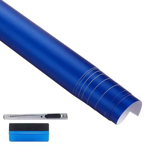 NewL Premium Satin Matt Chrom Ice Metallic Vinyl Folie Auto Folie Aufkleber Luftblasenfrei DIY Motorrad Handy Aufkleber Zubehör (Blau, 50 cm x 150 cm)