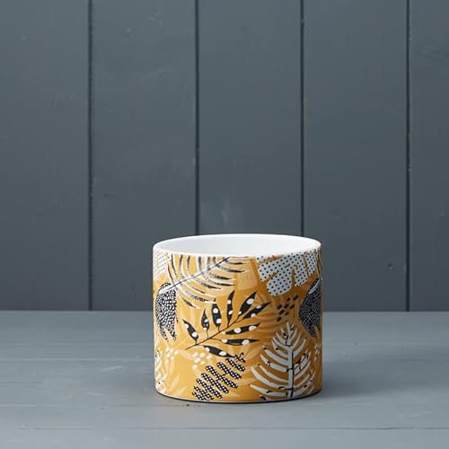 Mustard Leaf Ceramic Pot x 12cm - Indoor Houseplant Flower Storage Display