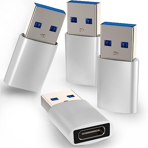 4 Stück USB C Adapter, USB-C Buchse auf USB-3.0 Stecker Adapter, Type C Kompatibel mit iPhone 15/14/13, iPad, Samsung Galaxy S22 S21, MacBook
