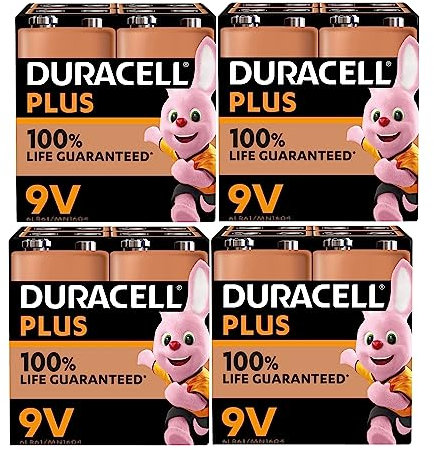16X Duracell 9V Plus (4 Blister Da 4 Batterie) 16 Pile (6LR61/MN1604)