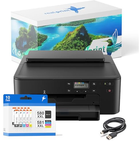 realprint Sparset bestehend aus Drucker TS705a inkl 10 Druckerpatronen kompatibel für TS705a
