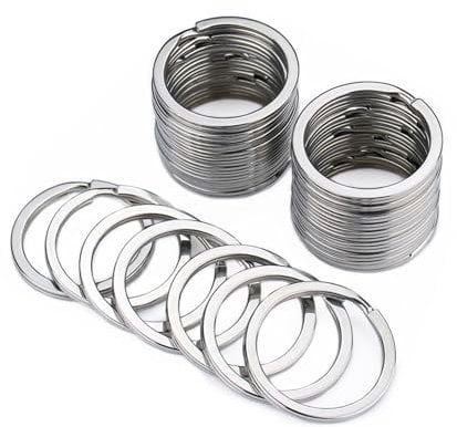 NestNook 30mm Round Flat Key Chain Rings 50 Pcs Metal Split Ring for Home Car Keys Organisation and DIY Crafts