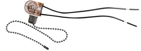 Pull Cord Chain Switch Control Light Ceiling Fan Wall Bedside Lamp Replace Part (Black)